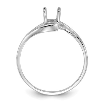 14k White Gold Polished Holds 6x4 Oval Gemstone Ring Mounting — alternate view