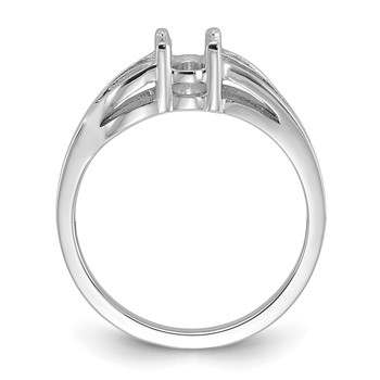 14k White Gold Polished 6x4 Oval Gemstone Ring Mounting — alternate view