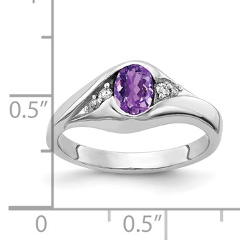 14k White Gold 6x4mm Oval Amethyst AAA Diamond ring — alternate view