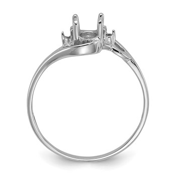 14k White Gold Holds 2-1.6mm Diamond and 1-6x4mm Oval Gemstone Ring Mounting — alternate view