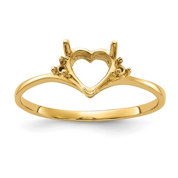 14k Polished .03ct. Diamond & 6mm Heart Gemstone Ring Mounting