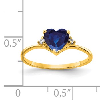 14k 6mm Heart Sapphire AA Diamond ring — alternate view