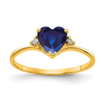 14k 6mm Heart Sapphire AA Diamond ring