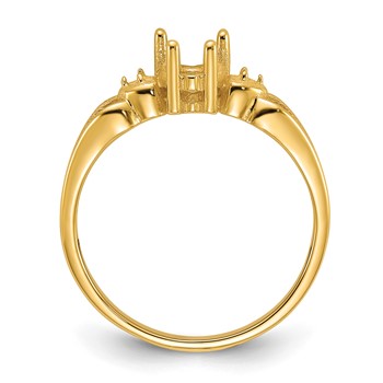 14k Polished Holds 2-1.3mm Round Diamonds and 5mm Heart Gemstone Ring Mounting — alternate view