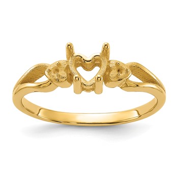 14k White Gold .03ct. Diamond & 5mm Heart Gemstone Ring Mounting