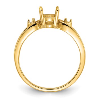 14k Polished Holds 2-1.8mm Diamond and 7x5 Oval Gemstone Ring Mounting — alternate view