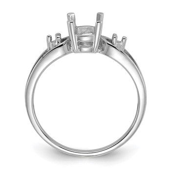 14k White Gold Polished Holds 2-1.8mm Diamond and 1-7x5 Oval Gemstone Ring Mounting — alternate view