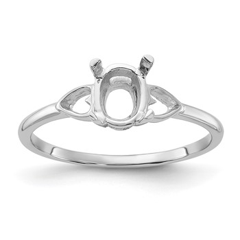 14k White Gold Polished Holds 7x5 Oval Gemstone Ring Mounting