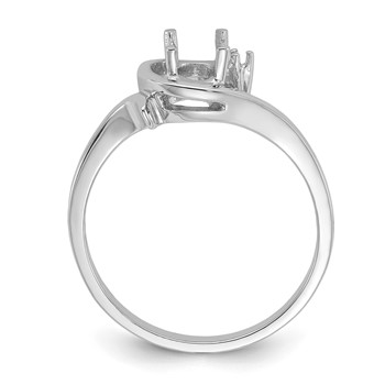 14k White Gold Polished Holds 1-1.3mm Round and 1-7x5 Oval Gemstone Ring Mounting — alternate view