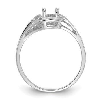 14k White Gold Polished Holds 6x4 Oval Gemstone Ring Mounting — alternate view