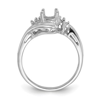 14k White Gold Holds 6-1.3mm Round and 1-7x5mm Oval Gemstone Ring Mounting — alternate view