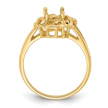 14k Polished Holds 7x5 Oval Gemstone Ring Mounting — alternate view