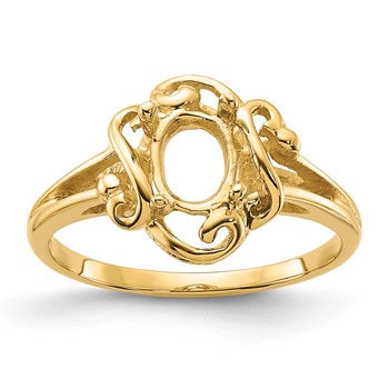 14k Polished Holds 7x5 Oval Gemstone Ring Mounting
