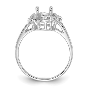 14k White Gold Polished Holds 7x5mm Oval Gemstone Ring Mounting — alternate view