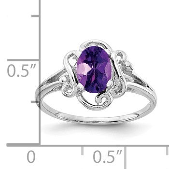 14k White Gold 7x5mm Oval Amethyst Ring — alternate view