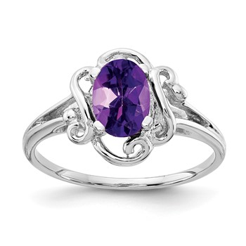 14k White Gold 7x5mm Oval Amethyst Ring