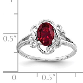 14k White Gold 7x5mm Oval Lab-Created Ruby Ring — alternate view