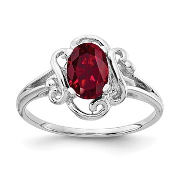 14k White Gold 7x5mm Oval Lab-Created Ruby Ring