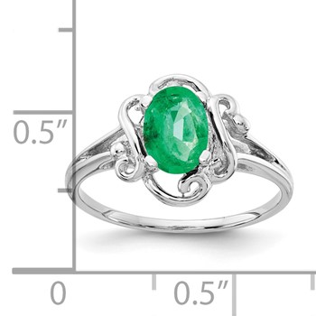 14k White Gold 7x5mm Oval Emerald ring — alternate view