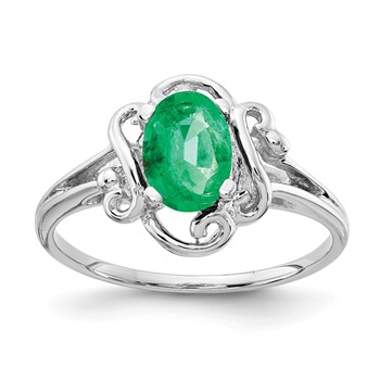 14k White Gold 7x5mm Oval Emerald ring