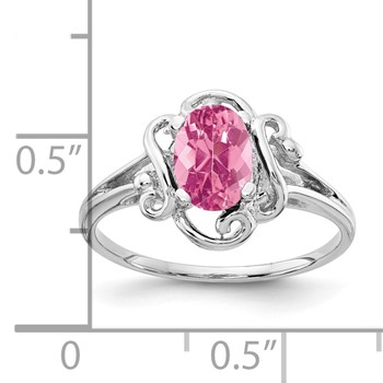 14k White Gold 7x5mm Oval Pink Tourmaline ring — alternate view