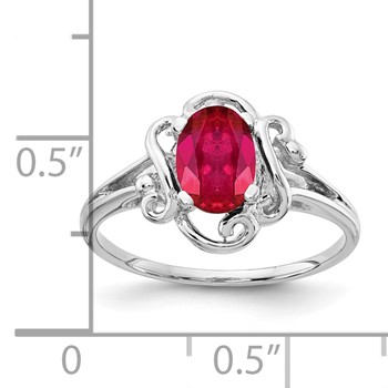 14k White Gold 7x5mm Oval Ruby ring — alternate view