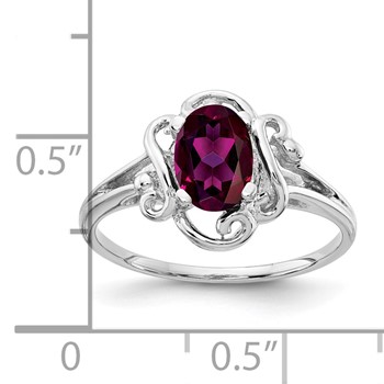 14k White Gold 7x5mm Oval Rhodolite Garnet ring — alternate view
