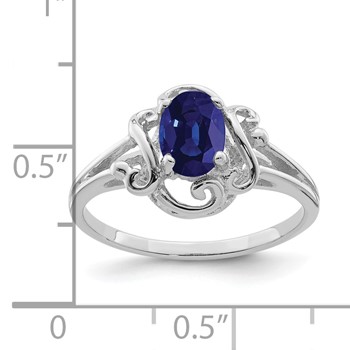14k White Gold 7x5mm Oval Sapphire ring — alternate view
