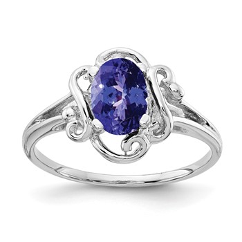 14k White Gold 7x5mm Oval Tanzanite ring