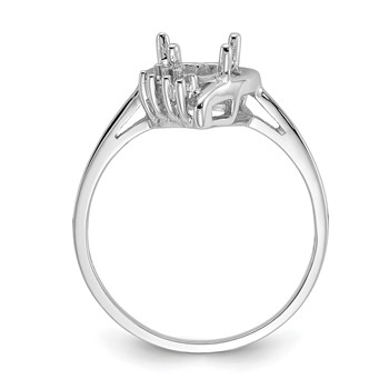 14k White Gold Polished Holds 2-1.5mm Round and 1-6mm Heart Gemstone Ring Mounting — alternate view