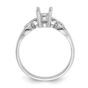 14k White Gold Polished Holds 7x5 Oval Gemstone Ring Mounting — alternate view