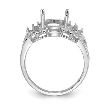 14k White Gold Polished Holds 1/10 carat Diamond and 10x8mm Oval Gemstone Ring Mounting — alternate view