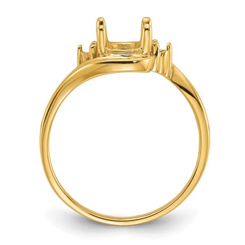 14k Polished Holds 2-16mm Round and 1-8x6 Oval Gemstone Ring Mounting — alternate view