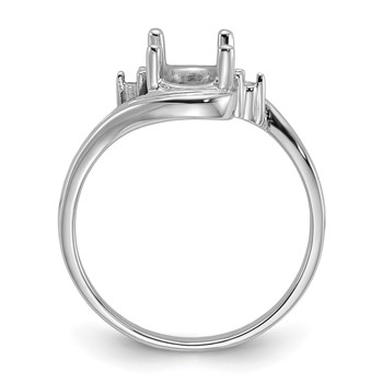14k White Gold Holds 2-1.5mm Round and 1-8x6 Oval Gemstone Ring Mounting — alternate view