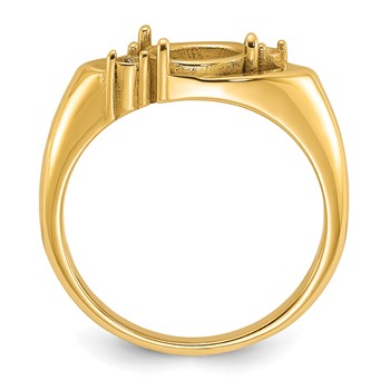 14k Polished Holds 2-1.9mm Diamond and 7x5 Oval Gemstone Ring Mounting — alternate view