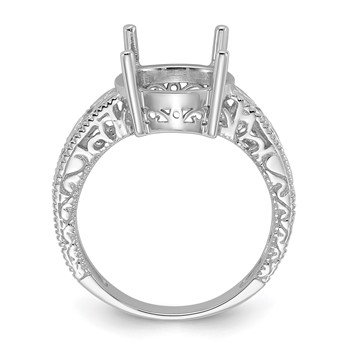 14k White Gold Holds 4-1.3mm Round and 1-12x10 Oval Gemstone Ring Mounting — alternate view