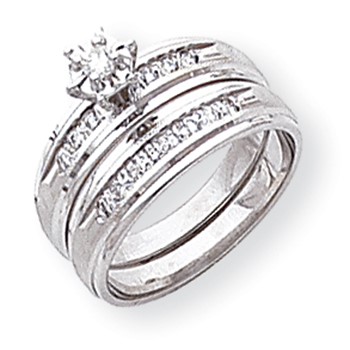 14k White Gold AA Quality Trio Engagement Ring