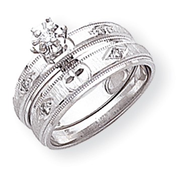 14k White Gold AA Quality Trio Engagement Ring