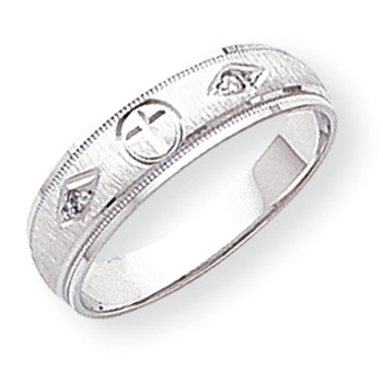 14k White Gold AA Quality Trio Mens Wedding Band