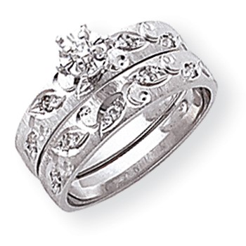 14k White Gold AA Quality Trio Engagement Ring