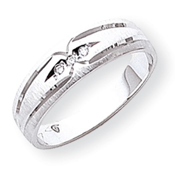 14k White Gold AA Quality Trio Mens Wedding Band