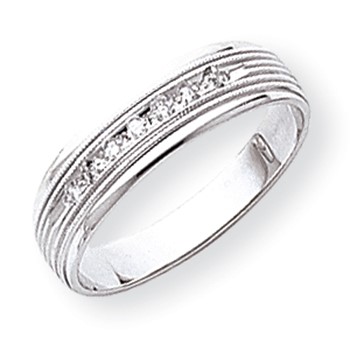 14k White Gold AA Quality Trio Mens Wedding Band