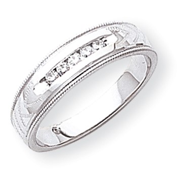 14k White Gold AA Quality Trio Mens Wedding Band