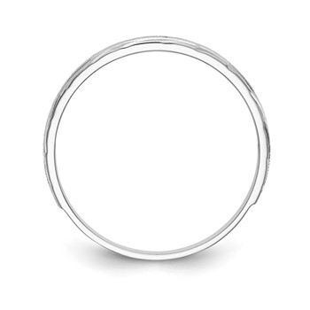 14k White Gold AA Quality .03 carat Diamond Trio Mens Complete Wedding Band — alternate view