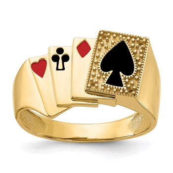 IB Goodman 14k Holds 4-1.0mm Diamonds Mens Poker Ring Mounting