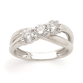14k White Gold VS Diamond three stone ring