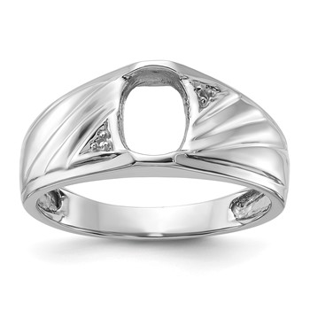 IB Goodman 14k White Gold Holds 8x6 Oval Onyx and 2-1.0mm Diamonds Mens Ring Mounting