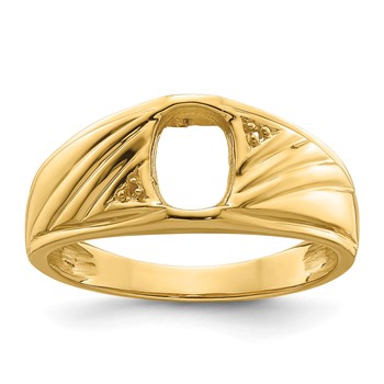 IB Goodman 14k Holds 8x6 Oval Onyx and 2-1.0mm Diamonds Mens Ring Mounting