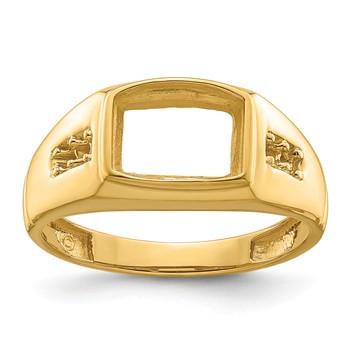 IB Goodman 14k Holds 10x8mm Barrel Onyx and 4-1.8mm Diamonds Mens Ring Mounting