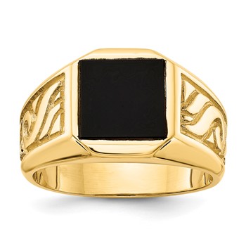 IB Goodman 14k 9.25mm Square Onyx Mens Ring
